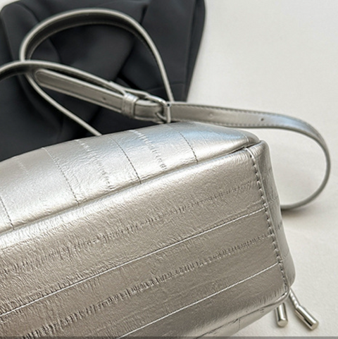 Drawstring Pleated Bucket Crossbody Bag