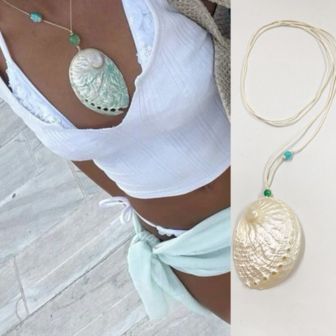 Natural Shell Patchwork Necklace & Earrings