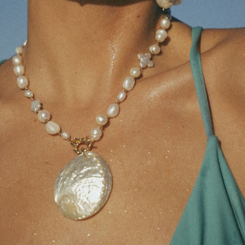 Natural Shell Patchwork Necklace & Earrings