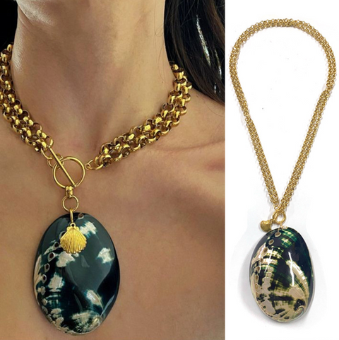 Natural Shell Patchwork Necklace & Earrings