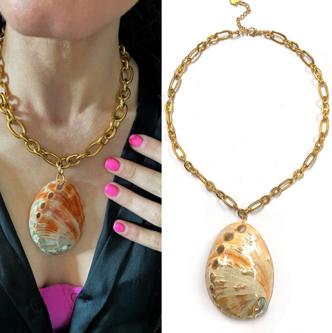 Natural Shell Patchwork Necklace & Earrings