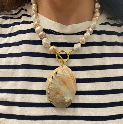 Natural Shell Patchwork Necklace & Earrings