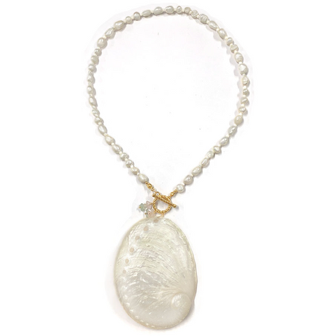 Natural Shell Patchwork Necklace & Earrings