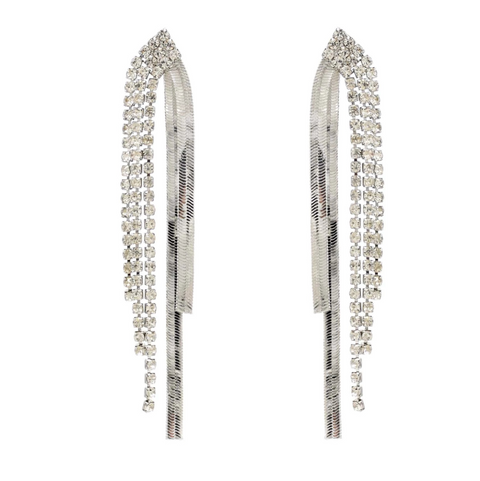 Alloy Electroplate Crystal Tassel Earrings