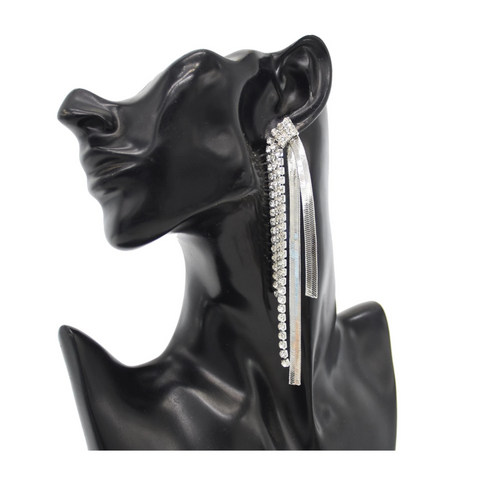 Alloy Electroplate Crystal Tassel Earrings