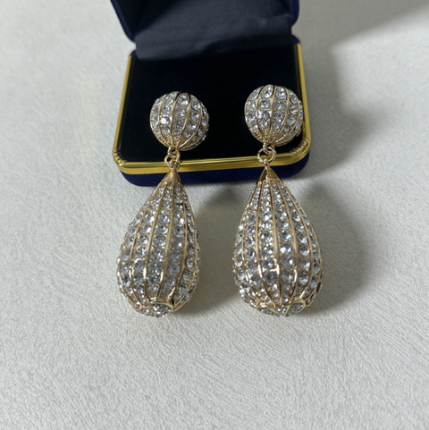 Premium Oval Drop Rhinestone Earrings