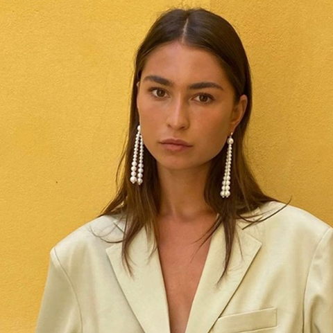 Cream White Pearl Tassel Earrings