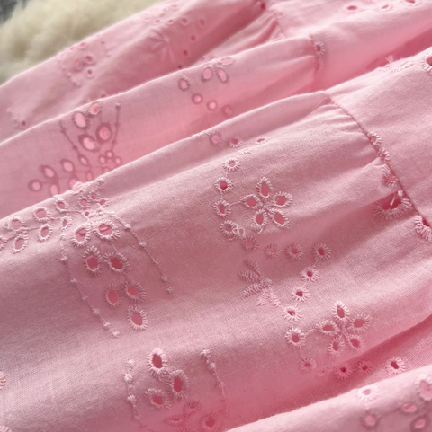 Hollowed Embroidered Top & Skirt 2Pcs