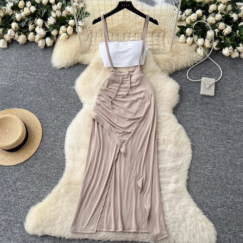 Padded Bustier & Strap Skirt Casual 2Pcs