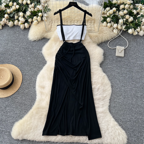 Padded Bustier & Strap Skirt Casual 2Pcs