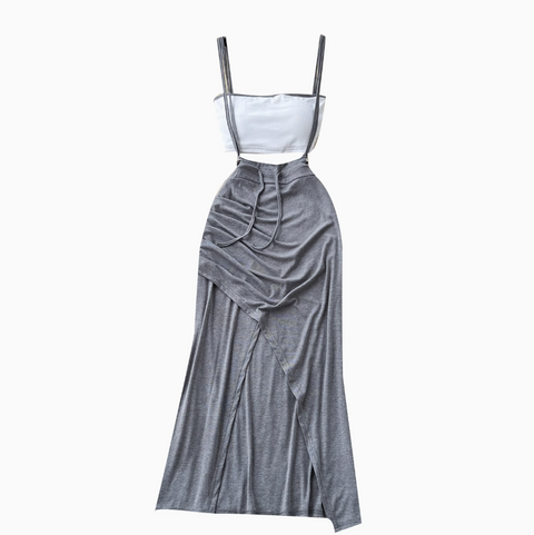 Padded Bustier & Strap Skirt Casual 2Pcs