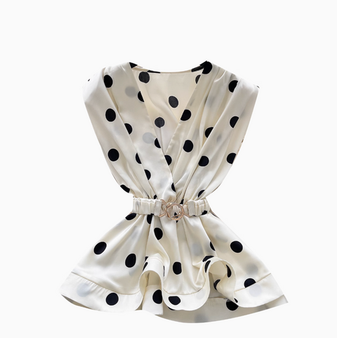 Polka Dot Printed V-neck Shirt