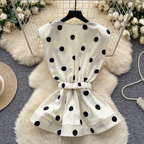 Polka Dot Printed V-neck Shirt