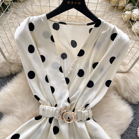Polka Dot Printed V-neck Shirt