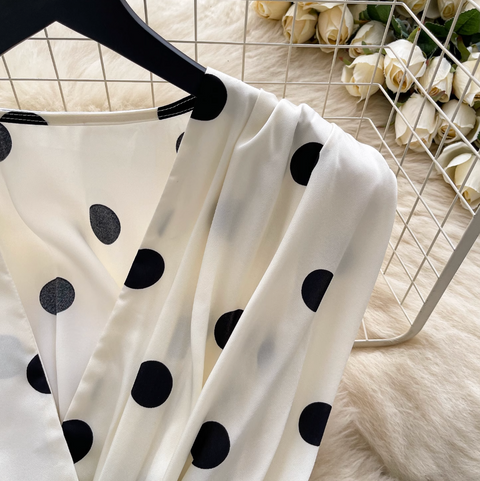 Polka Dot Printed V-neck Shirt