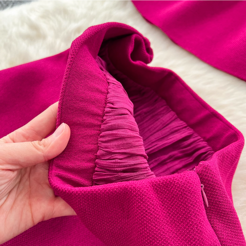 Elegant Knitted Vest & Patchwork Skirt 2Pcs