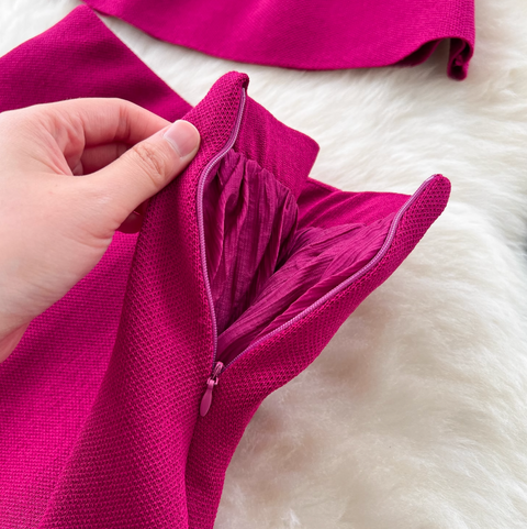 Elegant Knitted Vest & Patchwork Skirt 2Pcs