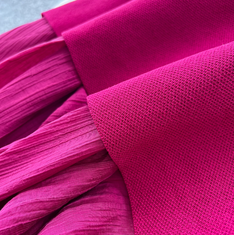 Elegant Knitted Vest & Patchwork Skirt 2Pcs