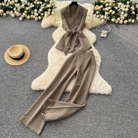 Lace-up Suit Vest & Trousers OL 2Pcs