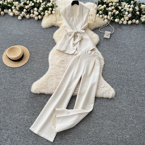 Lace-up Suit Vest & Trousers OL 2Pcs
