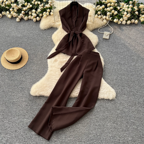 Lace-up Suit Vest & Trousers OL 2Pcs