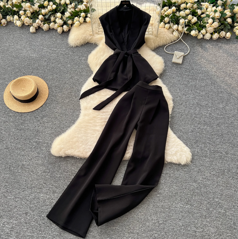 Lace-up Suit Vest & Trousers OL 2Pcs