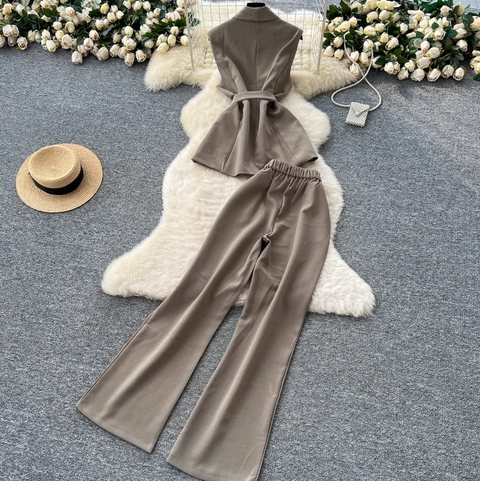 Lace-up Suit Vest & Trousers OL 2Pcs