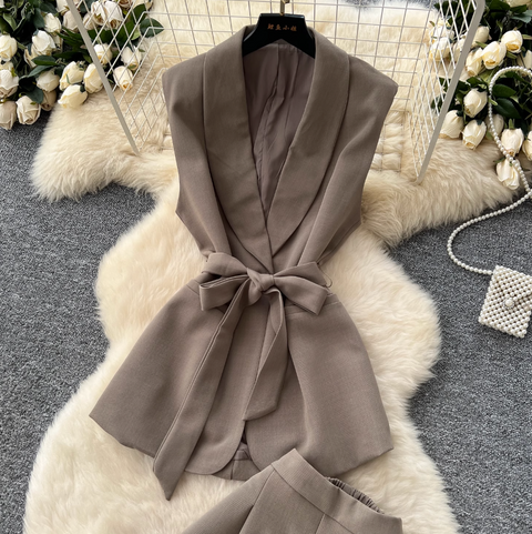 Lace-up Suit Vest & Trousers OL 2Pcs