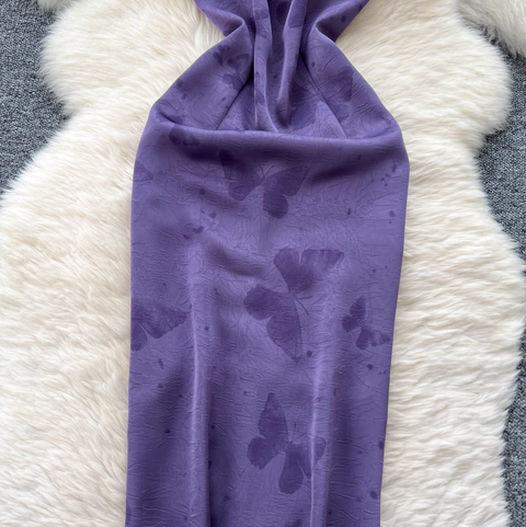 Hollowed Jacquard Satin Cheongsam Dress