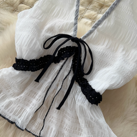 Halter Top & Ruffled Skirt Chiffon 2Pcs