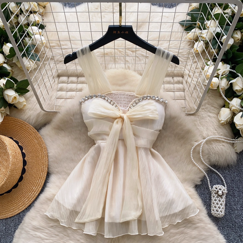 Rhinestone Studded Knotted Chiffon Vest