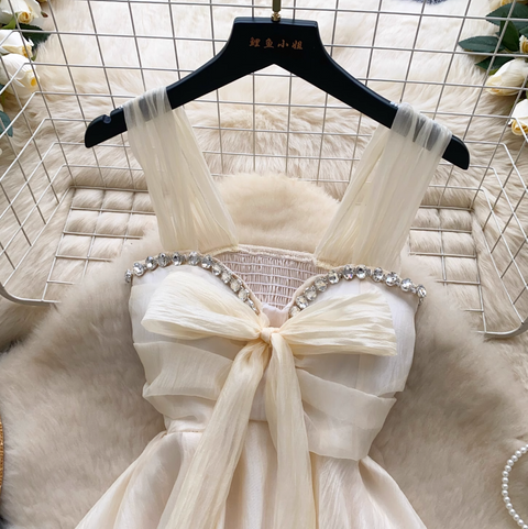 Rhinestone Studded Knotted Chiffon Vest