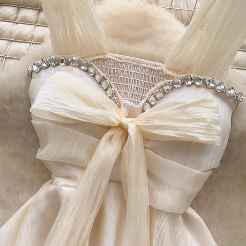 Rhinestone Studded Knotted Chiffon Vest
