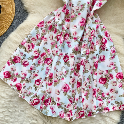 Backless Floral Printed Slip Dress