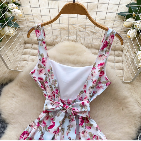 Backless Floral Printed Slip Dress