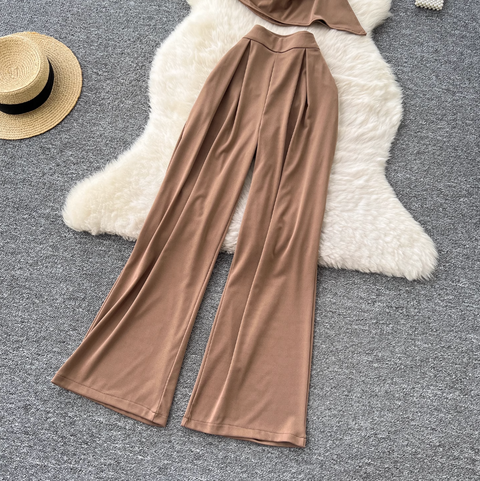 Asymmetric Top & Wide-leg Trousers 2Pcs