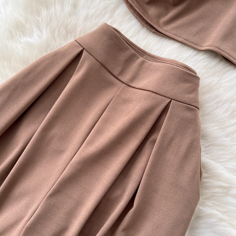 Asymmetric Top & Wide-leg Trousers 2Pcs