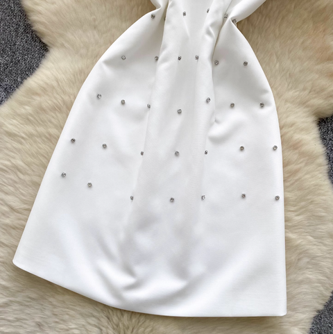 Rhinestone Beaded Sleeveless A-line Dress