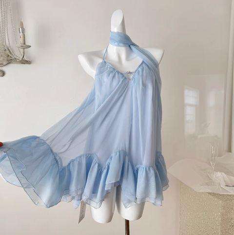 Fairy Blue Slip Dress with Ribbon