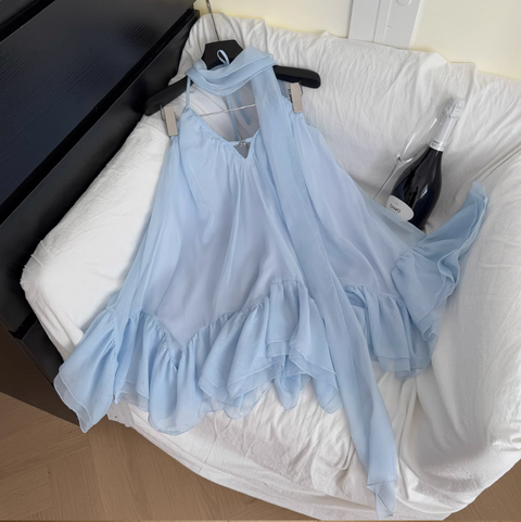 Fairy Blue Slip Dress with Ribbon