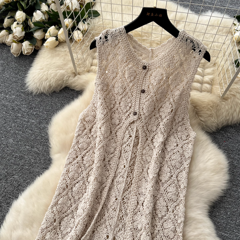 Niche Hollowed Outwear Long Cardigan