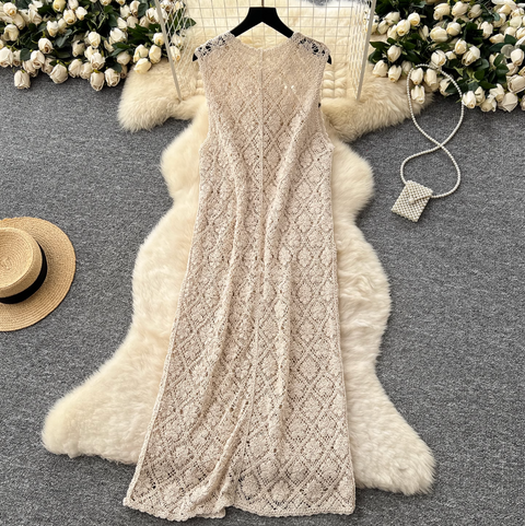 Niche Hollowed Outwear Long Cardigan