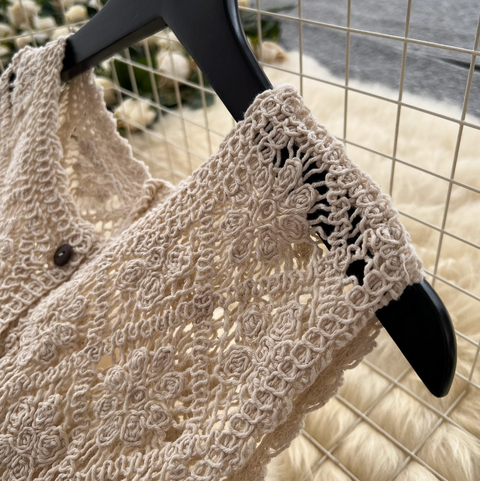 Niche Hollowed Outwear Long Cardigan