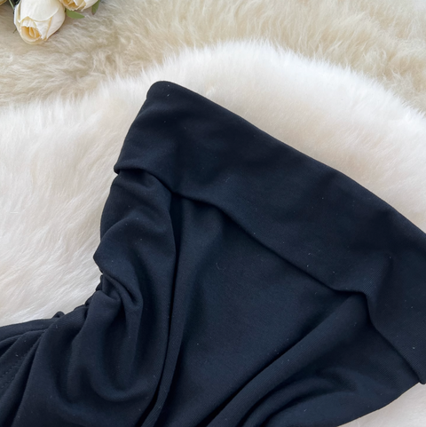 Asymmetric Top & Satin Skirt 2Pcs