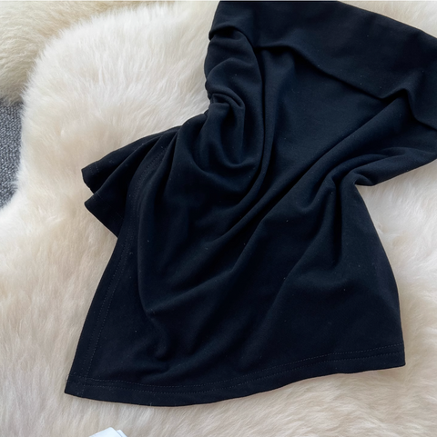 Asymmetric Top & Satin Skirt 2Pcs