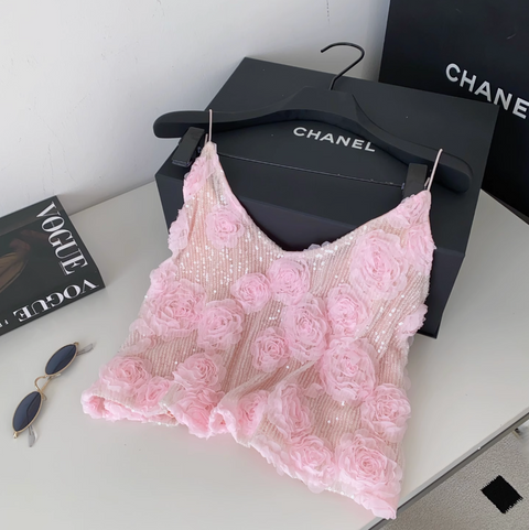 3d Flower Sequined Camisole