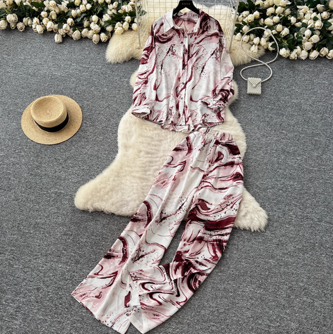 Loose Shirt & Trousers Tie-dye 2Pcs