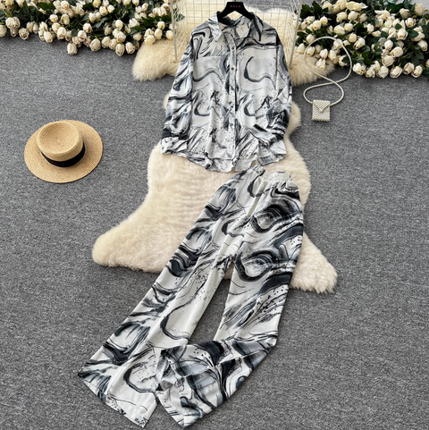 Loose Shirt & Trousers Tie-dye 2Pcs