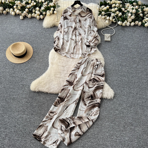 Loose Shirt & Trousers Tie-dye 2Pcs