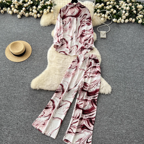 Loose Shirt & Trousers Tie-dye 2Pcs